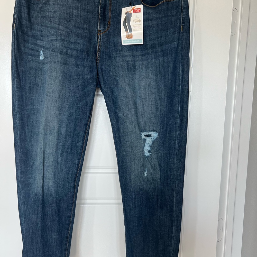 Signature by Levi Strauss Modern Slim Cuffed Jeans - Dark Blue